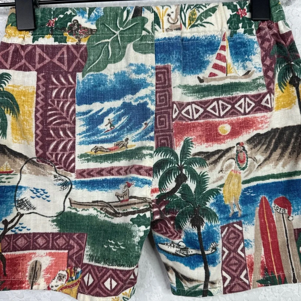 Reyn Spooner Shorts Unisex 3T Colorful Hawaiian Christmas Mele Kalikimaka‎ Santa